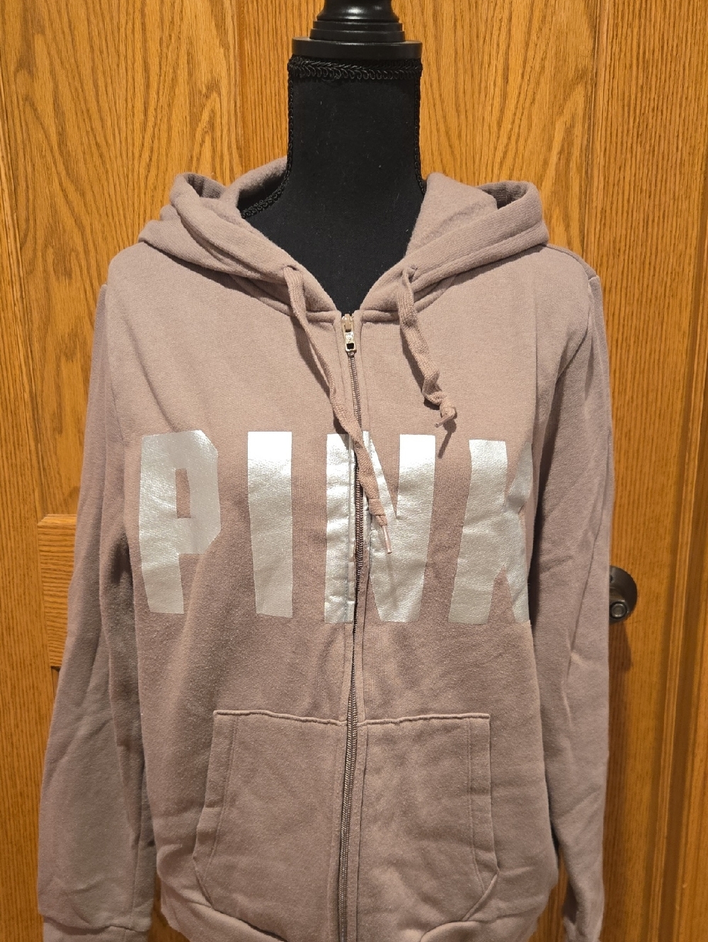PINK Victoria's Secret Plush Hoodie in Mauve-Taupe
